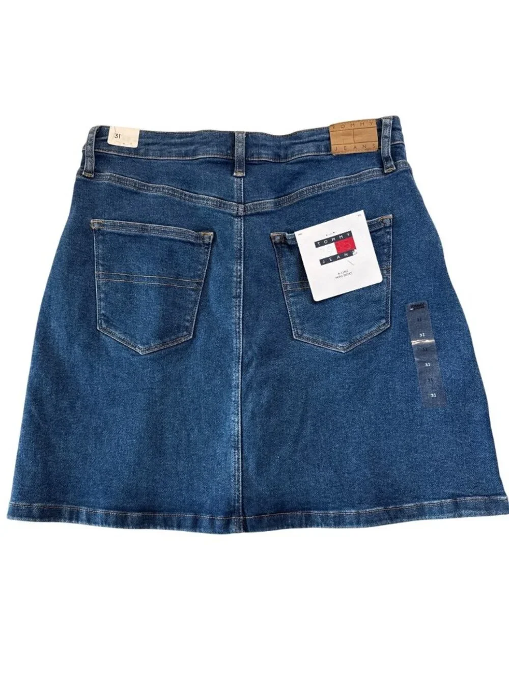TOMMY JEANS Seam Detail Mini Skirt~Size 31~Denim Medium Wash NWT L17 10